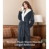 imageDAVID ARCHY Plush Robes for Women Warm Thick Fleece Fluffy Luxury Cozy Soft Hooded Bathrobe Winter House Full LengthAdark Gray