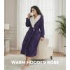 imageDAVID ARCHY Plush Robes for Women Warm Thick Fleece Fluffy Luxury Cozy Soft Hooded Bathrobe Winter House Full LengthAdeep Grape Purple