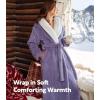 imageDAVID ARCHY Plush Robes for Women Warm Thick Fleece Fluffy Luxury Cozy Soft Hooded Bathrobe Winter House Full LengthApurple Grey