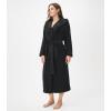 imageDAVID ARCHY Plush Robes for Women Warm Thick Fleece Fluffy Luxury Cozy Soft Hooded Bathrobe Winter House Full LengthBblack