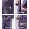 imageDAVID ARCHY Plush Robes for Women Warm Thick Fleece Fluffy Luxury Cozy Soft Hooded Bathrobe Winter House Full LengthBpurple Grey