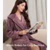 imageDAVID ARCHY Plush Robes for Women Warm Thick Fleece Fluffy Luxury Cozy Soft Hooded Bathrobe Winter House Full LengthBrose Purple