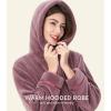 imageDAVID ARCHY Plush Robes for Women Warm Thick Fleece Fluffy Luxury Cozy Soft Hooded Bathrobe Winter House Full LengthBrose Purple