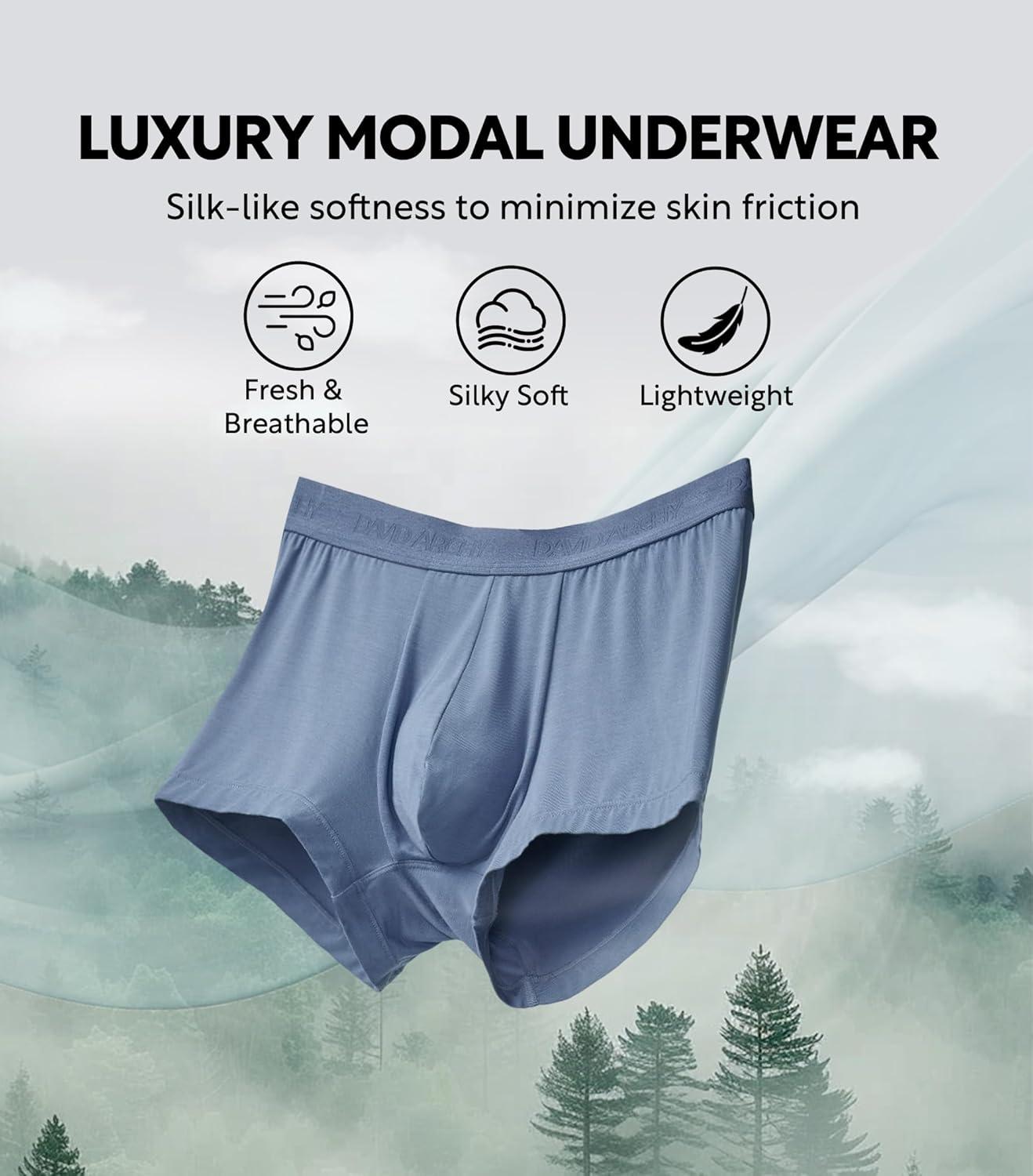 imageDAVID ARCHY Mens Underwear Ultra Soft Modal Support Pouch Trunks Moisture Wicking Boxer Briefs for Men MultipackFour Colorsno Fly
