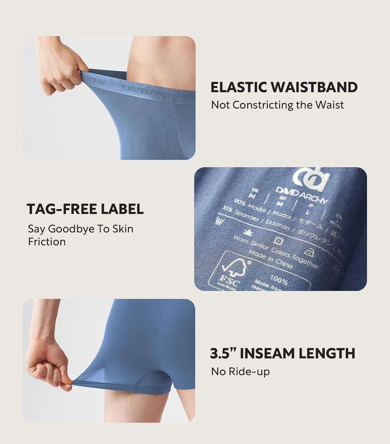 imageDAVID ARCHY Mens Underwear Ultra Soft Modal Support Pouch Trunks Moisture Wicking Boxer Briefs for Men MultipackFour Colorsno Fly