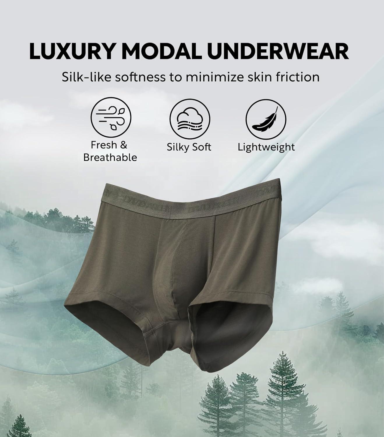 imageDAVID ARCHY Mens Underwear Ultra Soft Modal Support Pouch Trunks Moisture Wicking Boxer Briefs for Men MultipackMulticolorno Fly