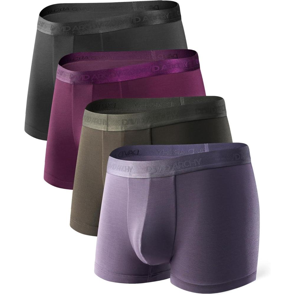 imageDAVID ARCHY Mens Underwear Ultra Soft Modal Support Pouch Trunks Moisture Wicking Boxer Briefs for Men MultipackMulticolorno Fly