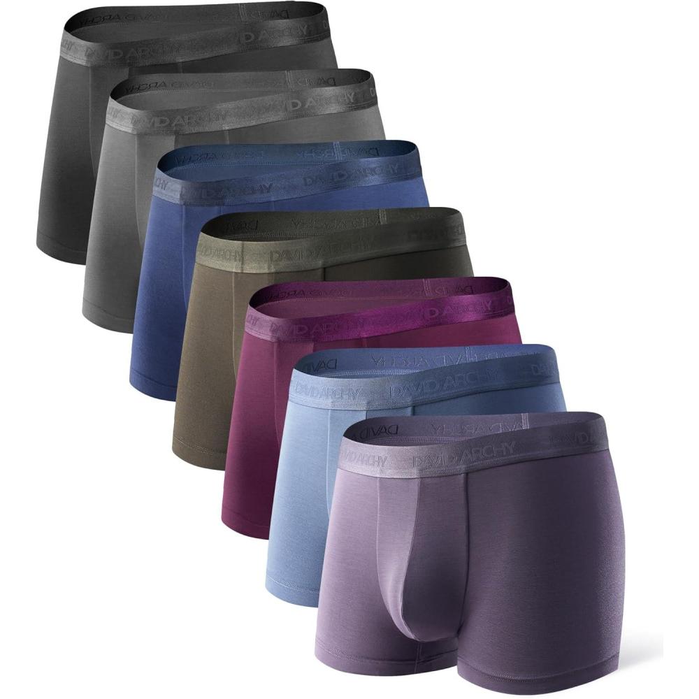 imageDAVID ARCHY Mens Underwear Ultra Soft Modal Support Pouch Trunks Moisture Wicking Boxer Briefs for Men MultipackSeven Colorsno Fly