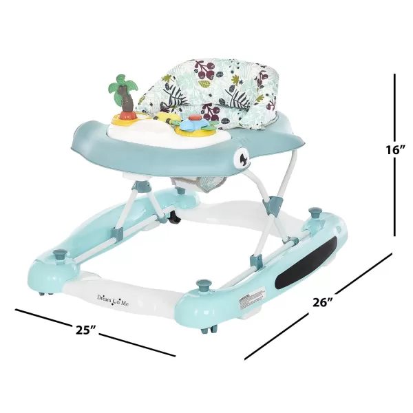 2-in-1 Aloha Fun Baby Walker in Purple, Easily Convertible Baby Walker, Adjustable Three Position Height Settings, Easy to Fold and Store