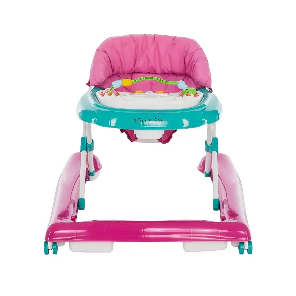 2-in-1 Ava Baby Walker, Easy Convertible Baby Walker, Walk Behind, Height Adjustable Seat, Added Back Support, Detachable-Toy Slate, Teal Pink