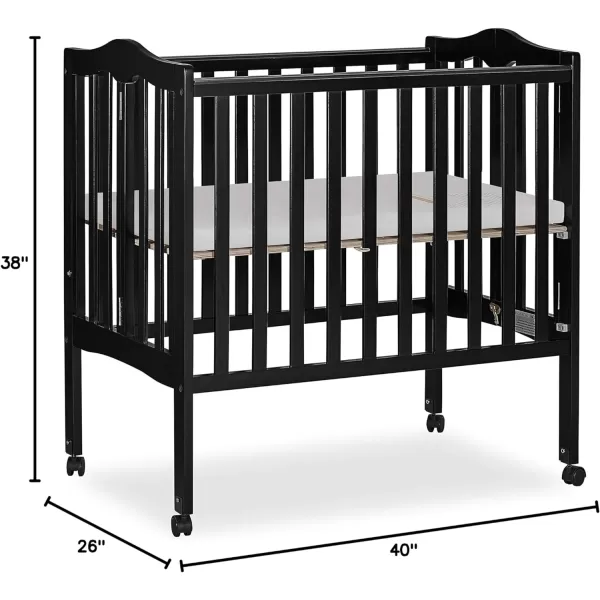 2-in-1 Lightweight Folding Portable Stationary Side Crib in Espresso, Greenguard Gold Certified, Baby Crib to Playpen, Folds Flat for Storage, Locking Wheels