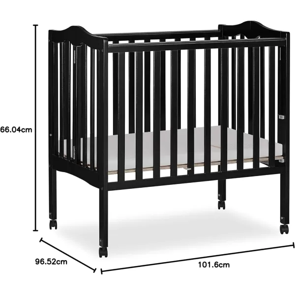 2-in-1 Lightweight Folding Portable Stationary Side Crib in Espresso, Greenguard Gold Certified, Baby Crib to Playpen, Folds Flat for Storage, Locking Wheels