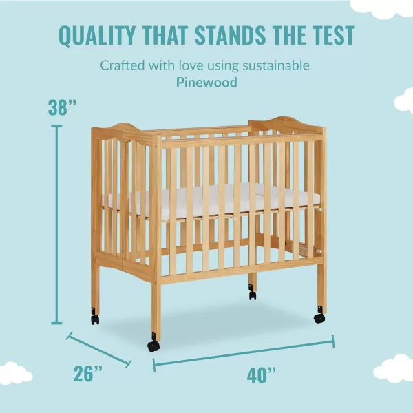 2-in-1 Lightweight Folding Portable Stationary Side Crib in Espresso, Greenguard Gold Certified, Baby Crib to Playpen, Folds Flat for Storage, Locking Wheels