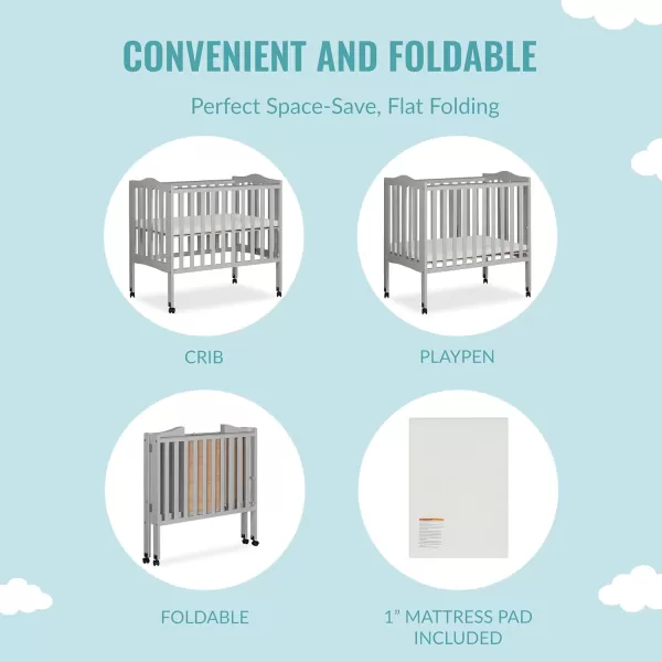 2-in-1 Lightweight Folding Portable Stationary Side Crib in Espresso, Greenguard Gold Certified, Baby Crib to Playpen, Folds Flat for Storage, Locking Wheels