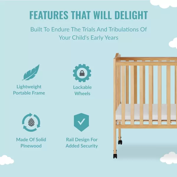 2-in-1 Lightweight Folding Portable Stationary Side Crib in Espresso, Greenguard Gold Certified, Baby Crib to Playpen, Folds Flat for Storage, Locking Wheels