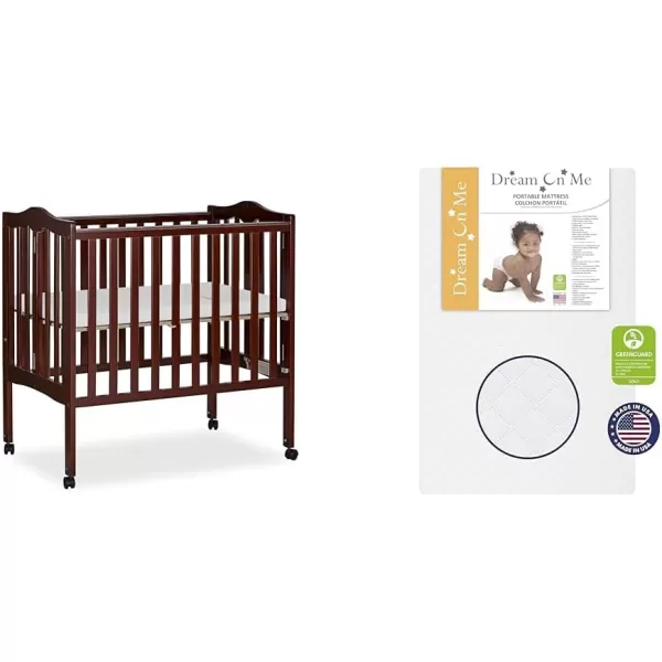 2-in-1 Lightweight Folding Portable Stationary Side Crib in Espresso, Greenguard Gold Certified, Baby Crib to Playpen, Folds Flat for Storage, Locking Wheels