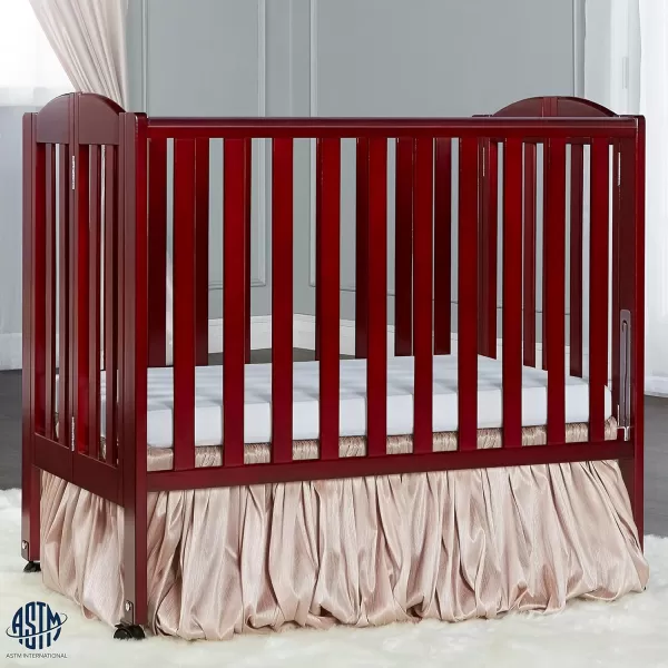 2 in 1 Portable Folding Stationary Side Crib in Cherry, Greenguard Gold Certified , 2 Piece Set