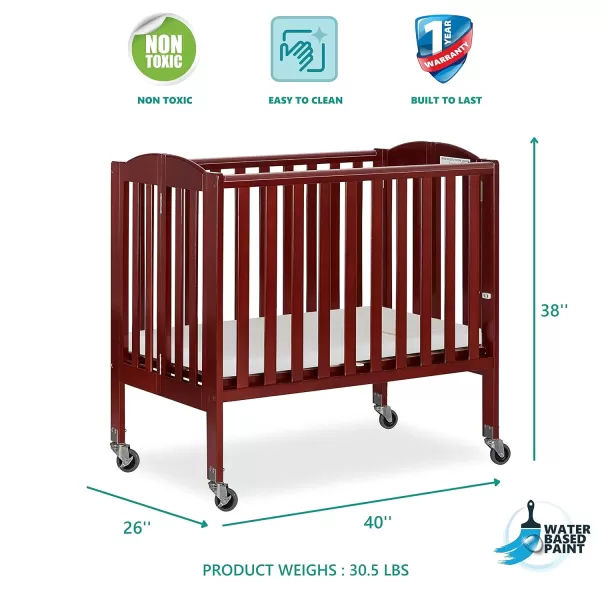 2 in 1 Portable Folding Stationary Side Crib in Cherry, Greenguard Gold Certified , 2 Piece Set