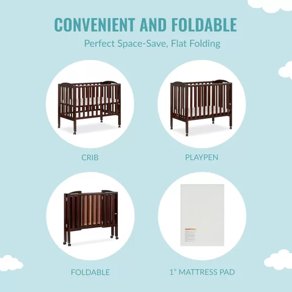 2 in 1 Portable Folding Stationary Side Crib in Cherry, Greenguard Gold Certified , 2 Piece Set