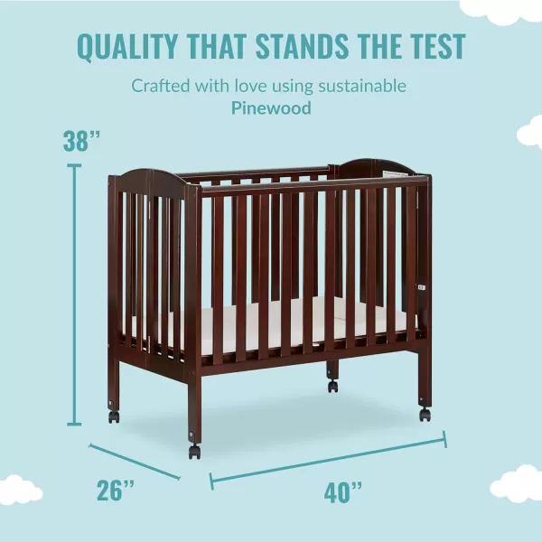 2 in 1 Portable Folding Stationary Side Crib in Cherry, Greenguard Gold Certified , 2 Piece Set