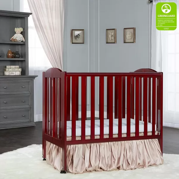 2 in 1 Portable Folding Stationary Side Crib in Cherry, Greenguard Gold Certified , 2 Piece Set