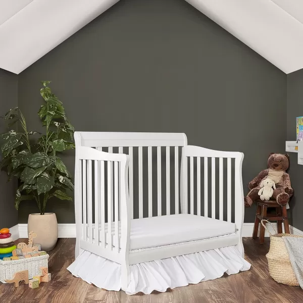 Aden 4-in-1 Convertible Mini Crib In Black, Greenguard Gold Certified, Non-Toxic Finish, New Zealand Pinewood, With 3 Mattress Height Settings