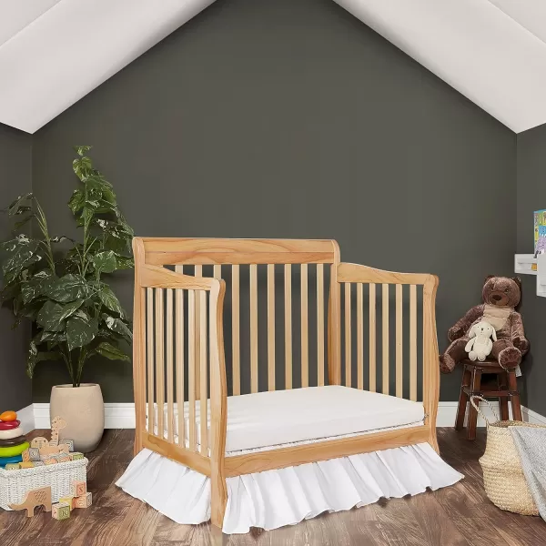 Aden 4-in-1 Convertible Mini Crib In Black, Greenguard Gold Certified, Non-Toxic Finish, New Zealand Pinewood, With 3 Mattress Height Settings