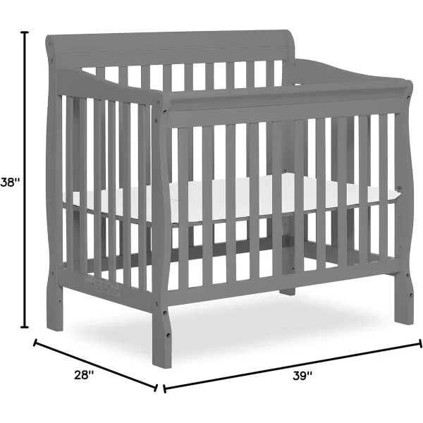 Aden 4-in-1 Convertible Mini Crib In Black, Greenguard Gold Certified, Non-Toxic Finish, New Zealand Pinewood, With 3 Mattress Height Settings