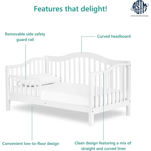 Austin Toddler Day Bed in White, Greenguard Gold Certified 54x30x29 Inch 