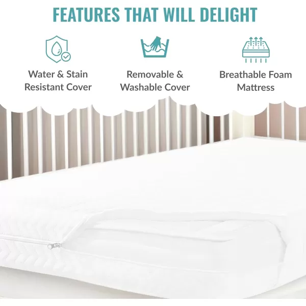 Baby Fairy 5” Foam Crib &amp; Toddler Bed Mattress in a Box, White I Greenguard Gold Certified I JPMA Certified