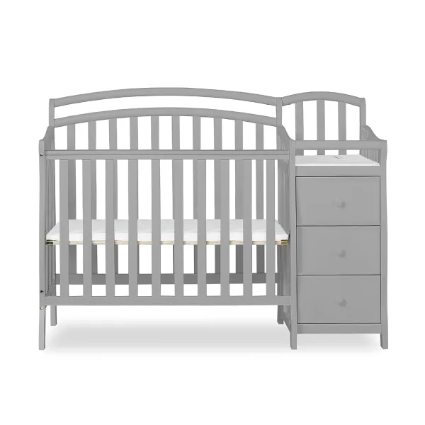 Casco 3-In-1 Mini Crib And Changing Table In White, Convertible Crib, Made Of Pinewood, Three Position Adjustable Mattress Height Settings