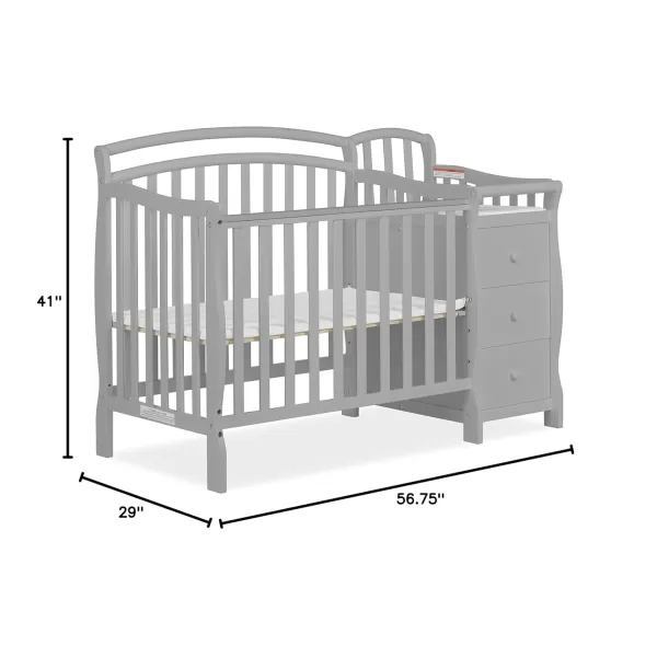 Casco 3-In-1 Mini Crib And Changing Table In White, Convertible Crib, Made Of Pinewood, Three Position Adjustable Mattress Height Settings