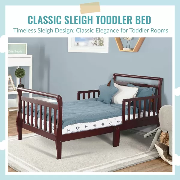 Classic Sleigh Toddler Bed in Lime Green, JPMA Certified, Comes with Safety Rails, Non-Toxic Finishes, Low to Floor Design, Wooden Nursery Furniture