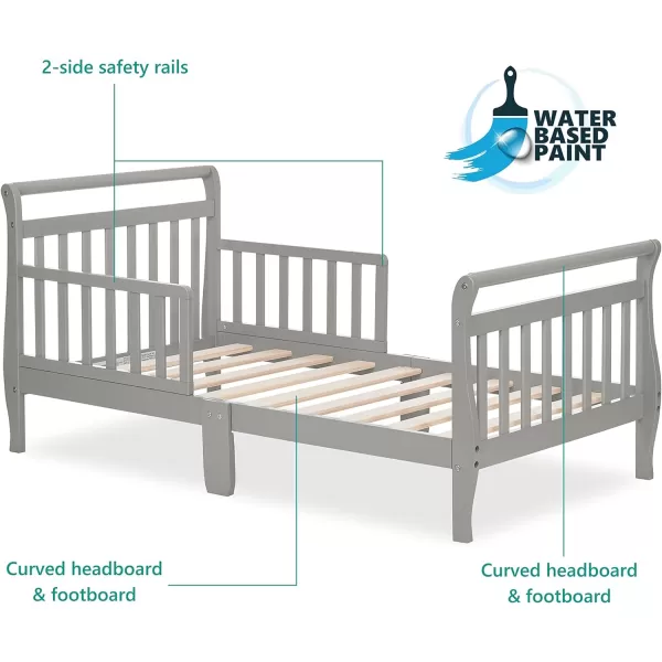 Classic Sleigh Toddler Bed in Lime Green, JPMA Certified, Comes with Safety Rails, Non-Toxic Finishes, Low to Floor Design, Wooden Nursery Furniture