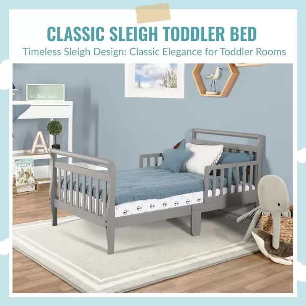 Classic Sleigh Toddler Bed in Lime Green, JPMA Certified, Comes with Safety Rails, Non-Toxic Finishes, Low to Floor Design, Wooden Nursery Furniture