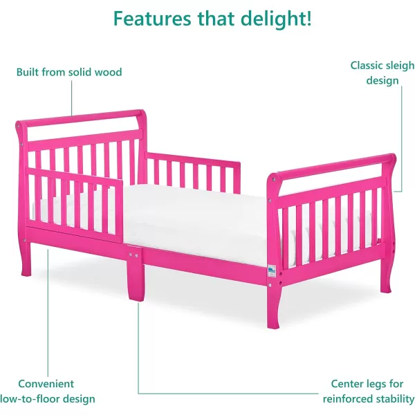 Classic Sleigh Toddler Bed in Lime Green, JPMA Certified, Comes with Safety Rails, Non-Toxic Finishes, Low to Floor Design, Wooden Nursery Furniture