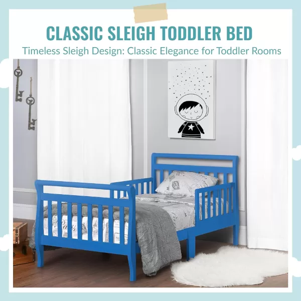 Classic Sleigh Toddler Bed in Lime Green, JPMA Certified, Comes with Safety Rails, Non-Toxic Finishes, Low to Floor Design, Wooden Nursery Furniture