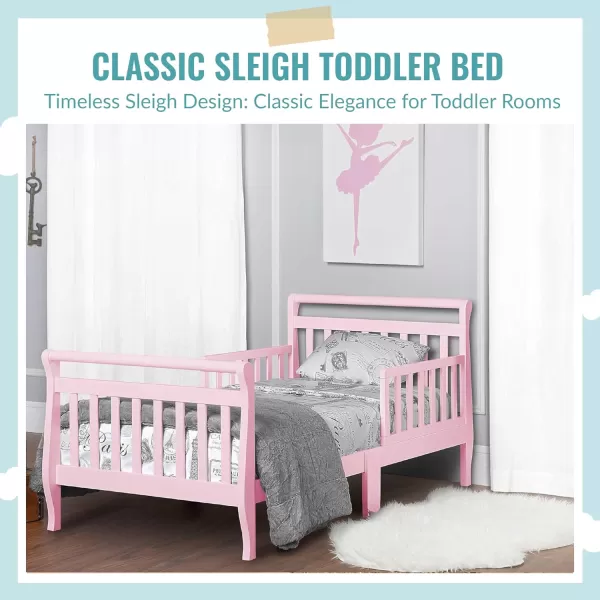 Classic Sleigh Toddler Bed in Lime Green, JPMA Certified, Comes with Safety Rails, Non-Toxic Finishes, Low to Floor Design, Wooden Nursery Furniture