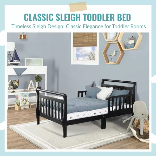 Classic Sleigh Toddler Bed in Lime Green, JPMA Certified, Comes with Safety Rails, Non-Toxic Finishes, Low to Floor Design, Wooden Nursery Furniture