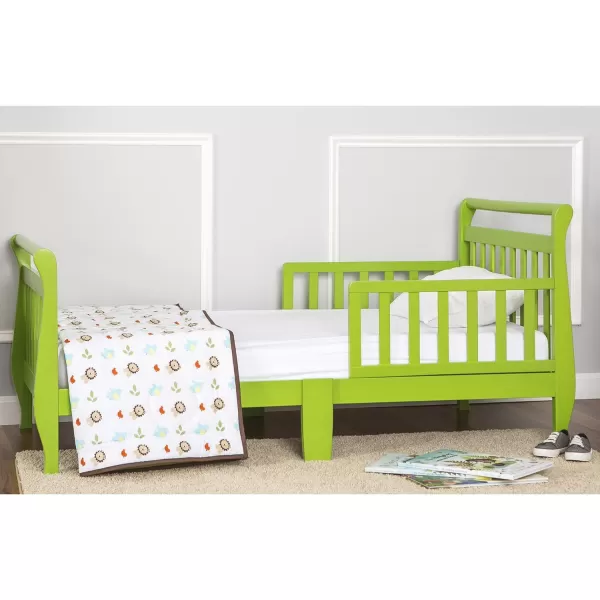 Classic Sleigh Toddler Bed in Lime Green, JPMA Certified, Comes with Safety Rails, Non-Toxic Finishes, Low to Floor Design, Wooden Nursery Furniture