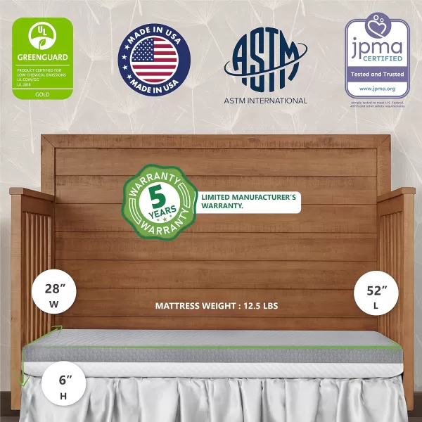 Dream On Me 2 in 1 Infant Crib and Toddler Bed Mattress | Greenguard Gold and JPMA Certified Crib Mattress | Copper-Infused Toddler Layer | Removable Zipper Cover | Pure Zen White and Pink