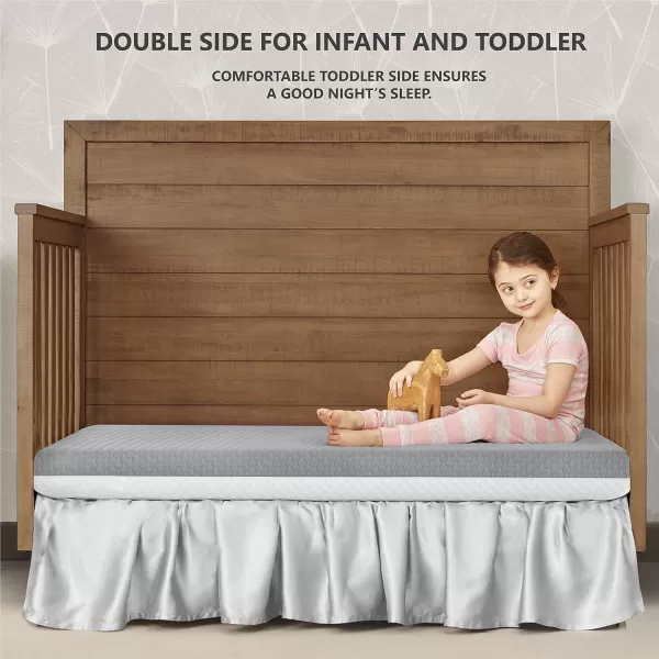 Dream On Me 2 in 1 Infant Crib and Toddler Bed Mattress | Greenguard Gold and JPMA Certified Crib Mattress | Copper-Infused Toddler Layer | Removable Zipper Cover | Pure Zen White and Pink