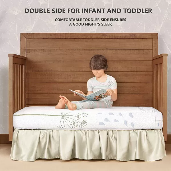 Dream On Me 2 in 1 Infant Crib and Toddler Bed Mattress | Greenguard Gold and JPMA Certified Crib Mattress | Copper-Infused Toddler Layer | Removable Zipper Cover | Pure Zen White and Pink