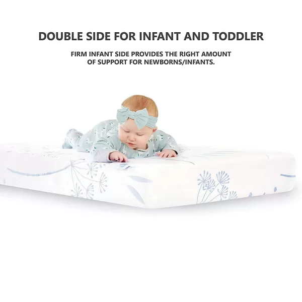 Dream On Me 2 in 1 Infant Crib and Toddler Bed Mattress | Greenguard Gold and JPMA Certified Crib Mattress | Copper-Infused Toddler Layer | Removable Zipper Cover | Pure Zen White and Pink