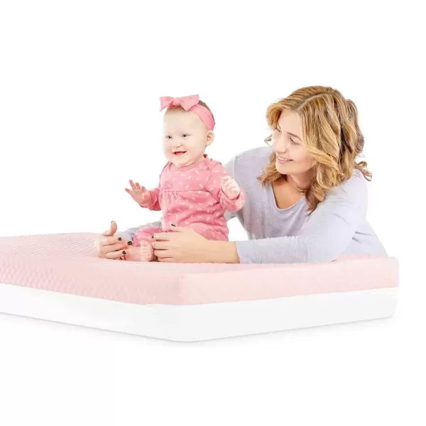 Dream On Me 2 in 1 Infant Crib and Toddler Bed Mattress | Greenguard Gold and JPMA Certified Crib Mattress | Copper-Infused Toddler Layer | Removable Zipper Cover | Pure Zen White and Pink