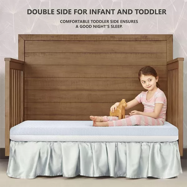 Dream On Me 2 in 1 Infant Crib and Toddler Bed Mattress | Greenguard Gold and JPMA Certified Crib Mattress | Copper-Infused Toddler Layer | Removable Zipper Cover | Pure Zen White and Pink