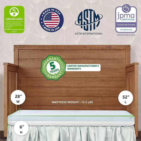 Dream On Me 2 in 1 Infant Crib and Toddler Bed Mattress | Greenguard Gold and JPMA Certified Crib Mattress | Copper-Infused Toddler Layer | Removable Zipper Cover | Pure Zen White and Pink