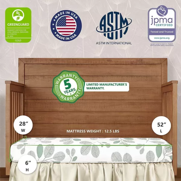 Dream On Me 2 in 1 Infant Crib and Toddler Bed Mattress | Greenguard Gold and JPMA Certified Crib Mattress | Copper-Infused Toddler Layer | Removable Zipper Cover | Pure Zen White and Pink