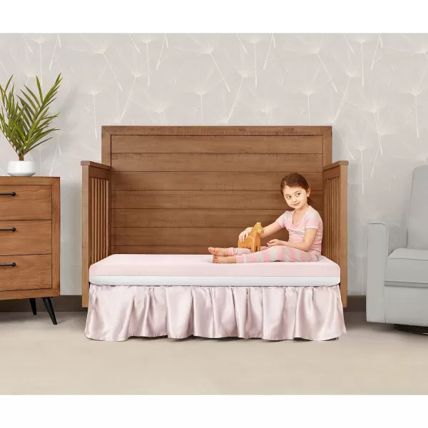 Dream On Me 2 in 1 Infant Crib and Toddler Bed Mattress | Greenguard Gold and JPMA Certified Crib Mattress | Copper-Infused Toddler Layer | Removable Zipper Cover | Pure Zen White and Pink