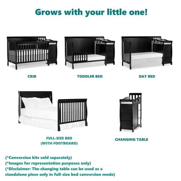 Dream On Me 5 in 1 Brody Convertible Crib with Changer